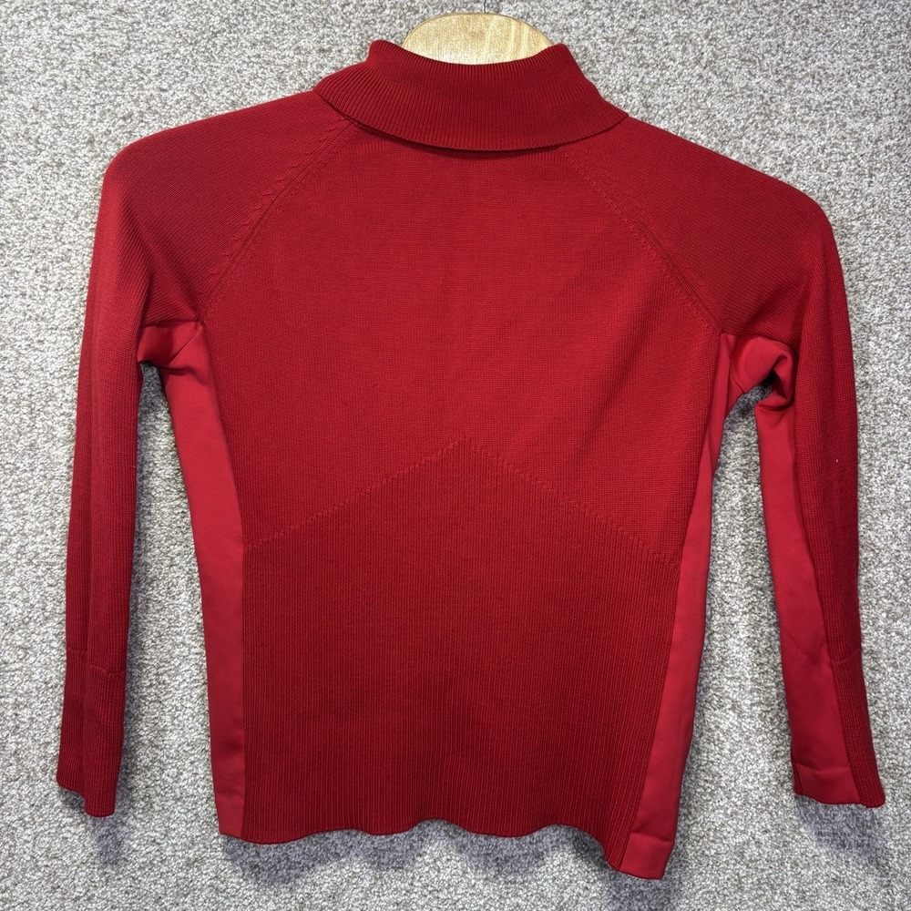 Athleta Sweater Womens Large Red Merino Wool Blend Mock Neck Knit Pullover